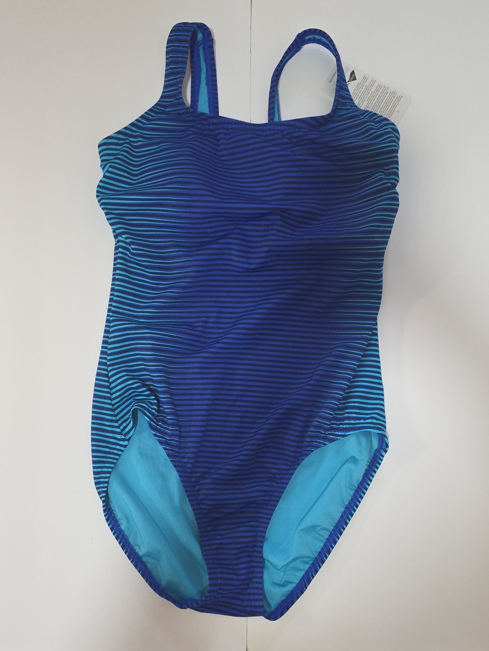 Women's Lands End |size 10| Blue Striped One-Piece Swimsuit NWT